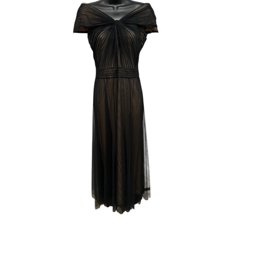 Tadashi Shoji Black Mesh Midi Dress